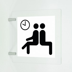 Sala d'attesa v1 in plexiglass trasparente a bandiera