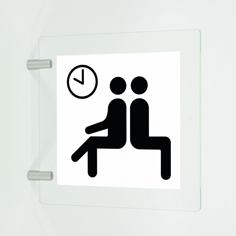 Sala d'attesa v1 in plexiglass trasparente a bandiera