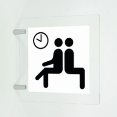 Sala d'attesa v1 in plexiglass trasparente a bandiera