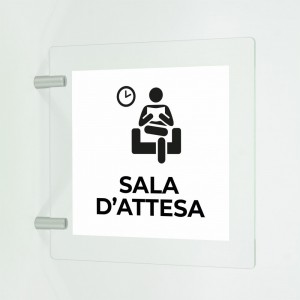 Sala d'attesa v4 in plexiglass trasparente a bandiera