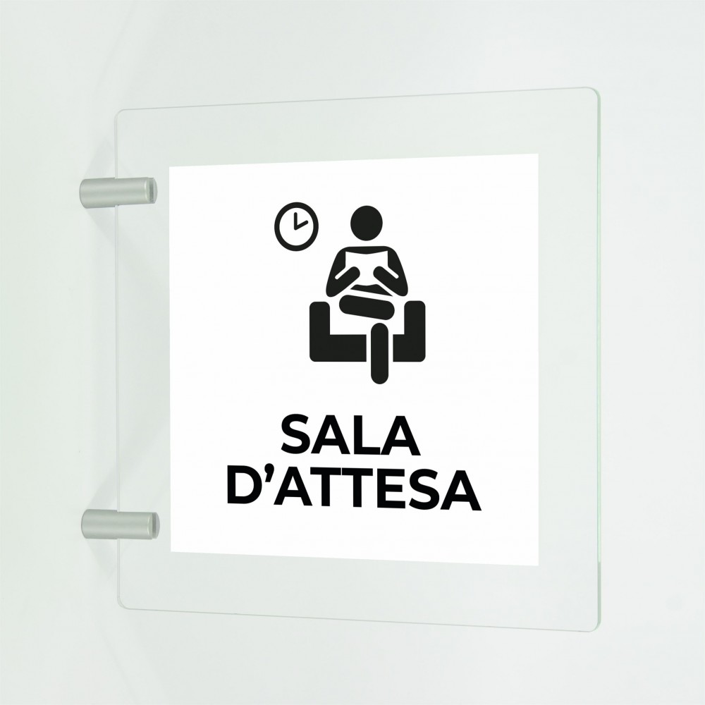 Sala d'attesa v4 in plexiglass trasparente a bandiera