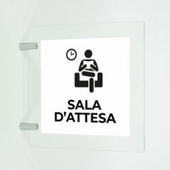 Sala d'attesa v4 in plexiglass trasparente a bandiera