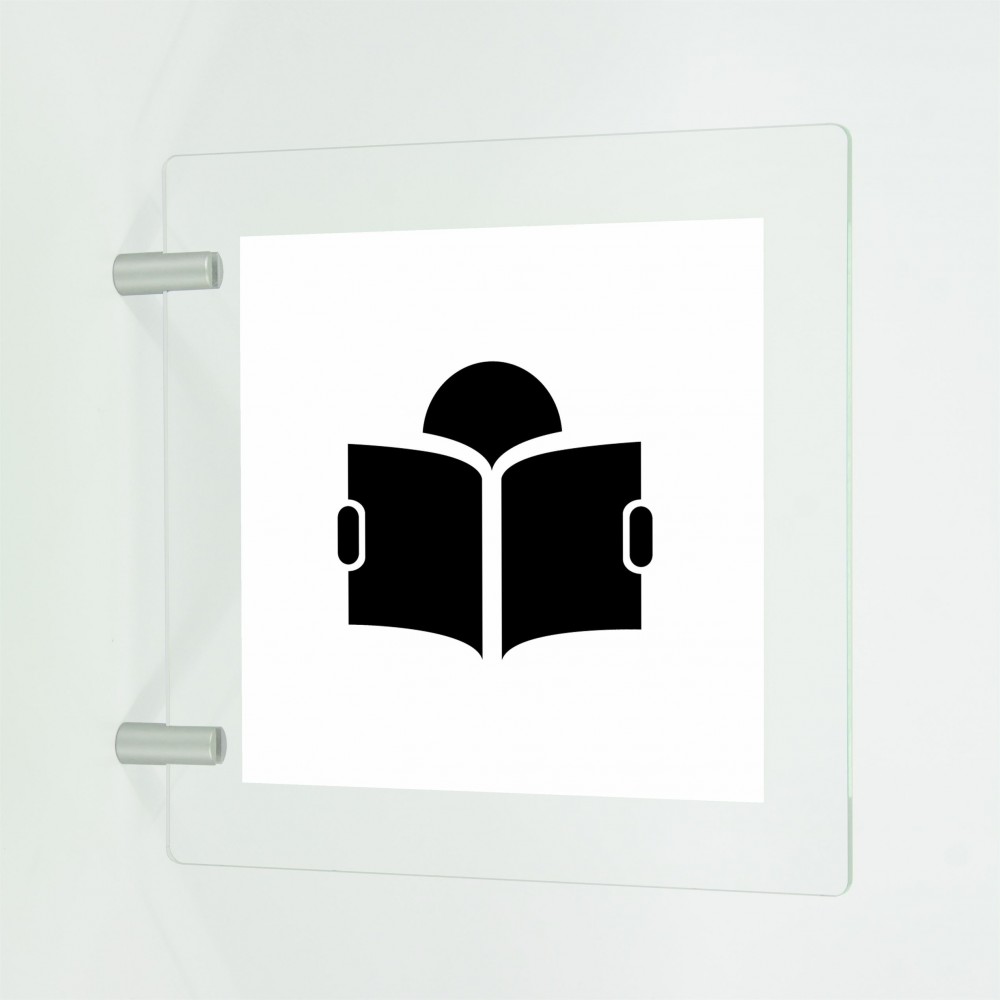 Sala lettura v1 in plexiglass trasparente a bandiera