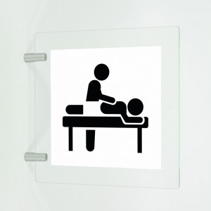 Sala massaggi v2 in plexiglass trasparente a bandiera