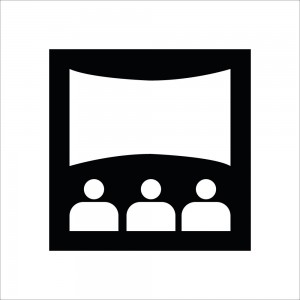 Sala proiezioni v1 in plexiglass trasparente a bandiera