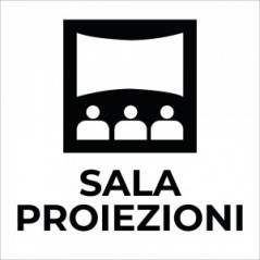 Sala proiezioni v2 in plexiglass trasparente a bandiera