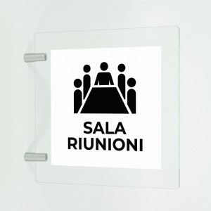 Sala riunioni v2 in plexiglass trasparente a bandiera