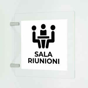 Sala riunioni v4 in plexiglass trasparente a bandiera