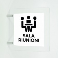 Sala riunioni v4 in plexiglass trasparente a bandiera