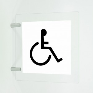 Toilette disabili in plexiglass trasparente a bandiera