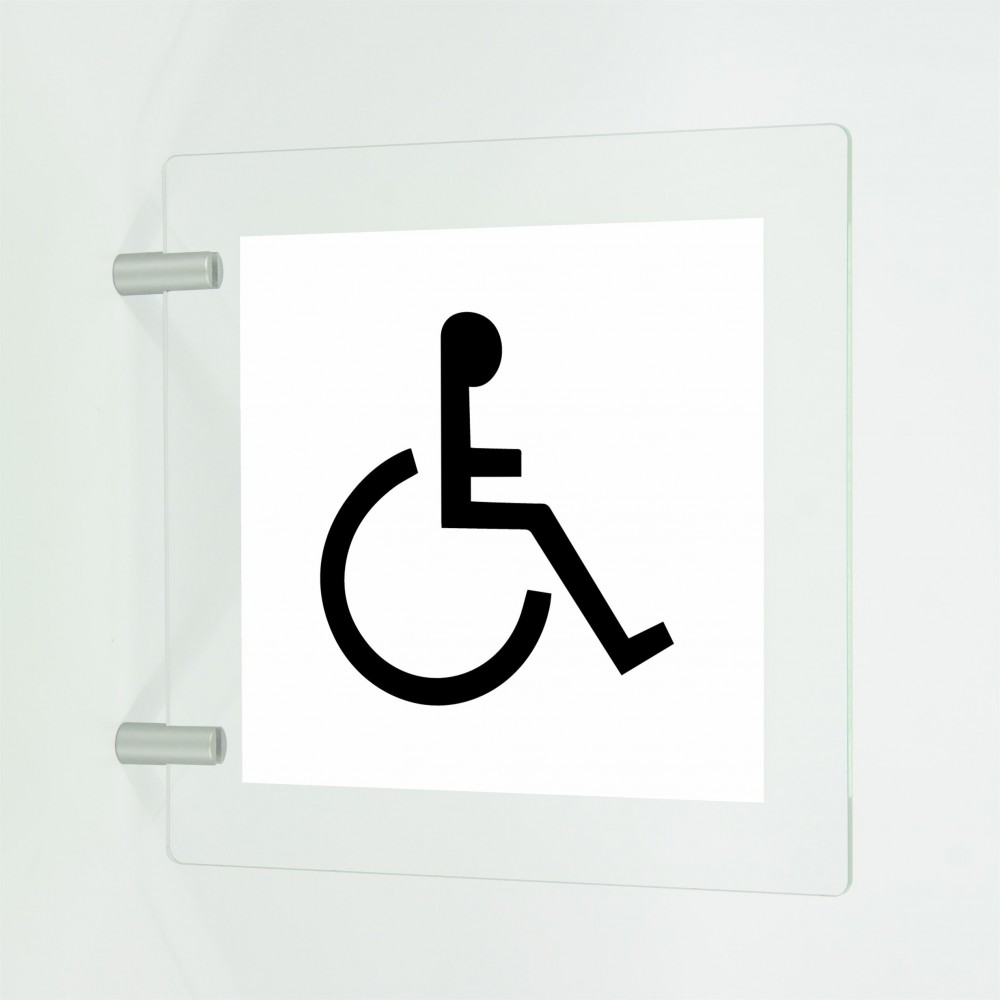 Toilette disabili in plexiglass trasparente a bandiera