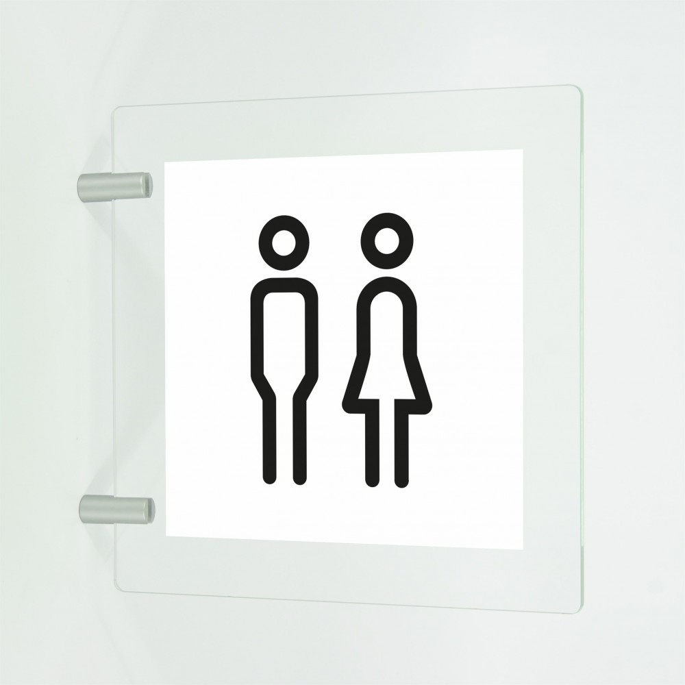 Toilette uomini v3 in plexiglass trasparente a bandiera