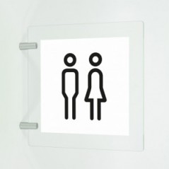 Toilette uomini v3 in plexiglass trasparente a bandiera