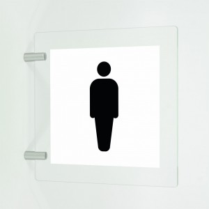 Toilette uomini donne v2 in plexiglass trasparente a bandiera