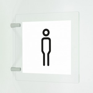 Toilette uomini donne v3 in plexiglass trasparente a bandiera