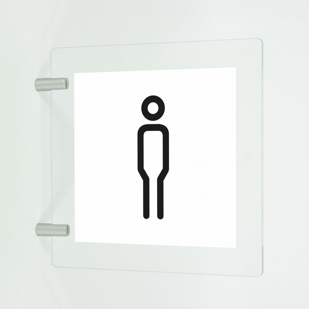 Toilette uomini donne v3 in plexiglass trasparente a bandiera