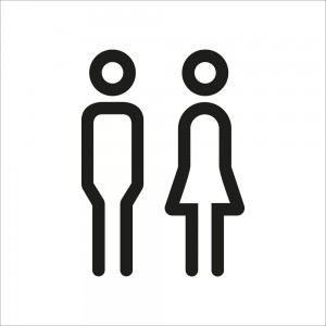 Toilette uomini donne v3 in plexiglass trasparente a bandiera