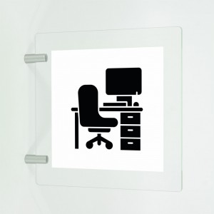 Uffici v2 in plexiglass trasparente a bandiera