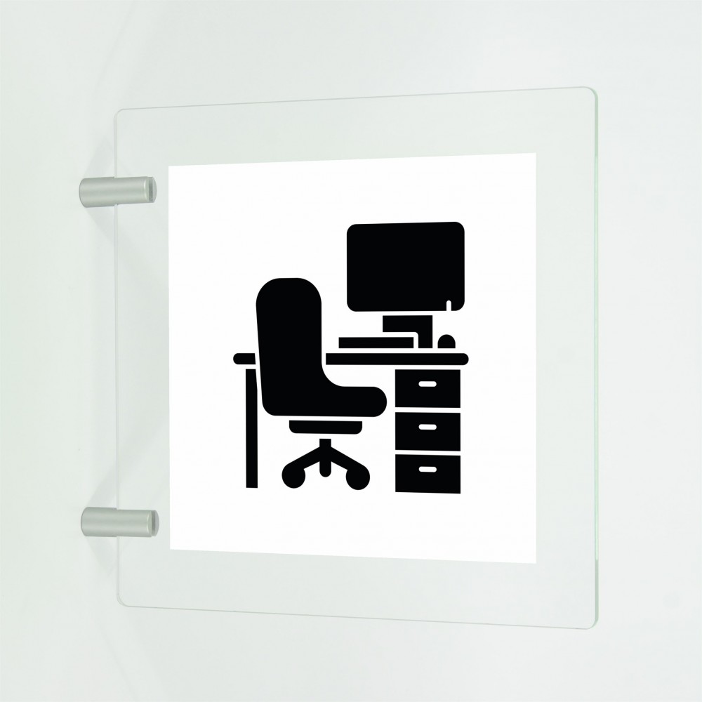 Uffici v2 in plexiglass trasparente a bandiera