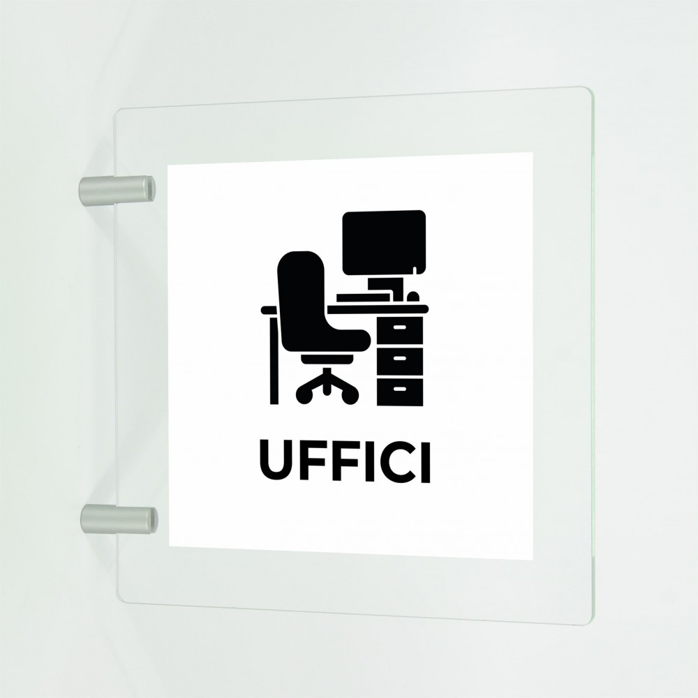 Uffici v3 in plexiglass trasparente a bandiera