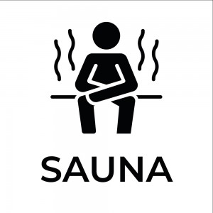 Zona sauna v2 in plexiglass trasparente a bandiera