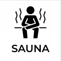 Zona sauna v2 in plexiglass trasparente a bandiera