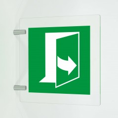 Tirare verso destra per aprire in plex trasp a bandiera - E057