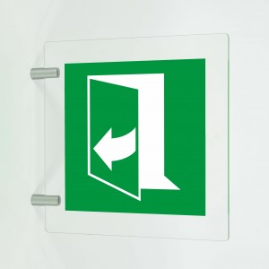 Tirare verso sinistra per aprire in plex trasp a bandiera - E058