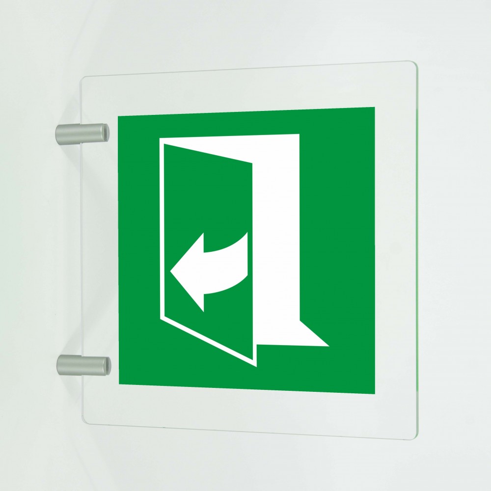 Tirare verso sinistra per aprire in plex trasp a bandiera - E058