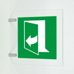 Tirare verso sinistra per aprire in plex trasp a bandiera - E058