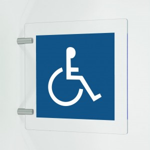 Disabili in plexiglass trasparente a bandiera