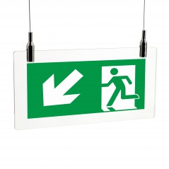 Direzionale uscita di emergenza sinistra basso in plexiglass trasparente da soffitto