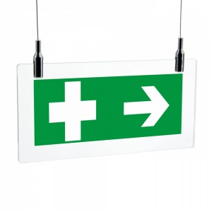 Croce pronto soccorso destra in plexiglass trasparente da soffitto