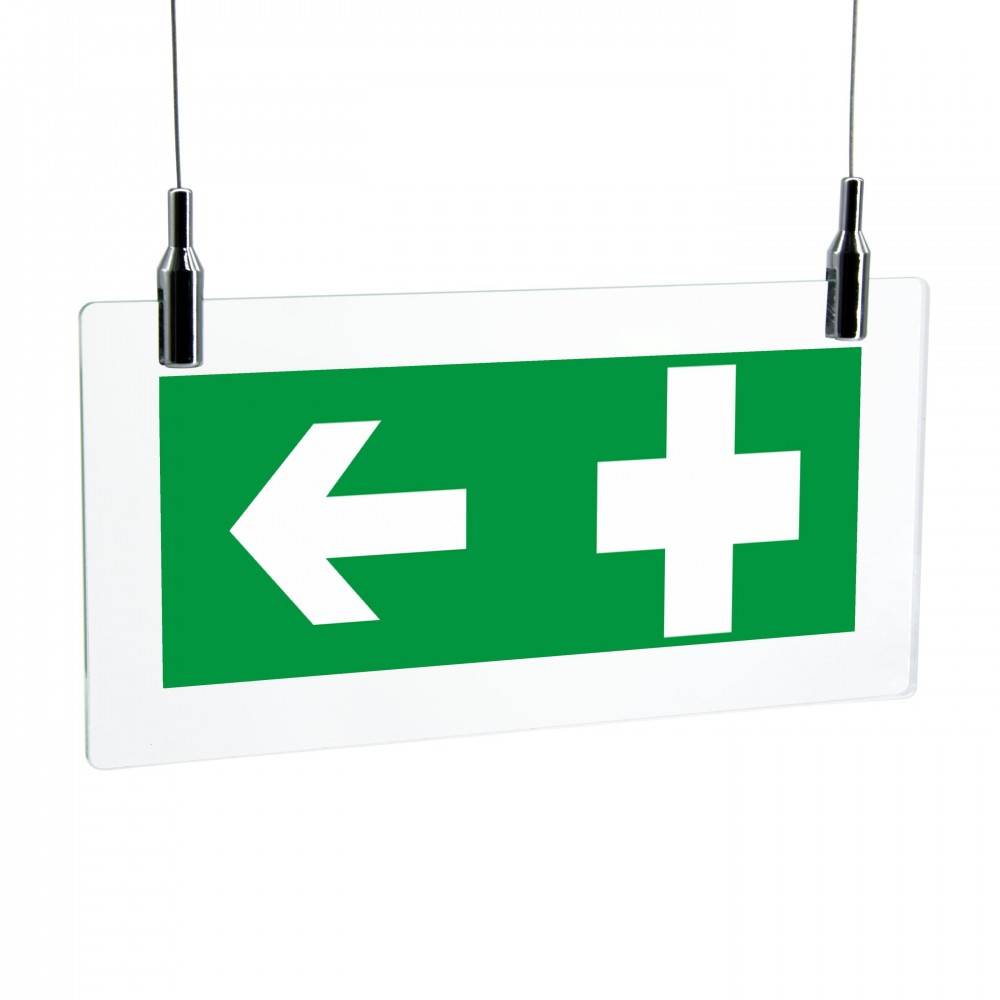Croce pronto soccorso sinistra in plexiglass trasparente da soffitto
