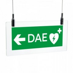 Dae defibrillatore direzionale sinistra in plexiglass trasparente da soffitto