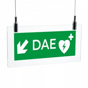 Dae defibrillatore direzionale sinistra basso in plexiglass trasparente da soffitto