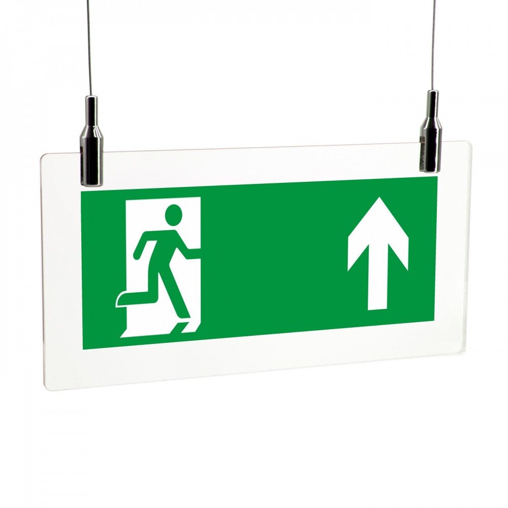 Direzionale uscita di emergenza alto in plexiglass trasparente da soffitto