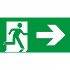 Direzionale uscita di emergenza destra in plexiglass trasparente da soffitto