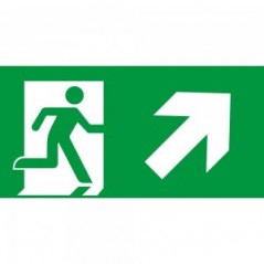 Direzionale uscita di emergenza destra alto in plexiglass trasparente da soffitto