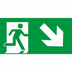 Direzionale uscita di emergenza destra basso in plexiglass trasparente da soffitto