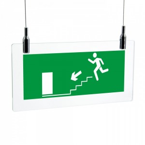 Scala di emergenza sinistra basso lungo in plexiglass trasparente da soffitto