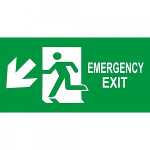 Scritta Emergency exit sinistra basso in plexiglass trasparente da soffitto