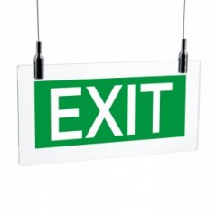 Scritta Exit in plexiglass trasparente da soffitto