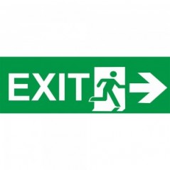 Scritta Exit destra in plexiglass trasparente da soffitto