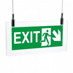 Scritta Exit destra basso in plexiglass trasparente da soffitto