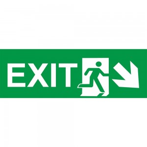Scritta Exit destra basso in plexiglass trasparente da soffitto