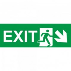 Scritta Exit destra basso in plexiglass trasparente da soffitto