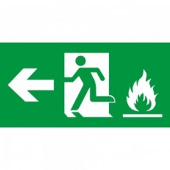 Uscita emergenza con fiamme sinistra in plexiglass trasparente da soffitto