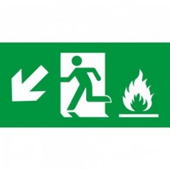 Uscita emergenza con fiamme sinistra basso in plexiglass trasparente da soffitto