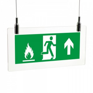 Uscita emergenza con fiamme alto in plexiglass trasparente da soffitto